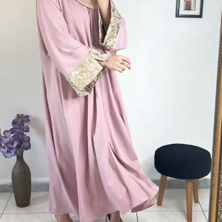 Abaya brocard -pink-
