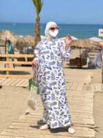 Robe Chemise Maxi -Bleu-