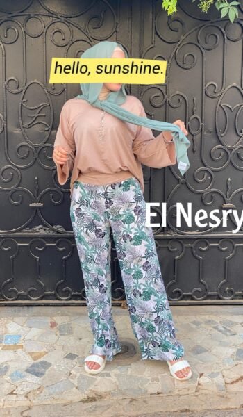 Ensemble en Lin vert- haut + pantalon -