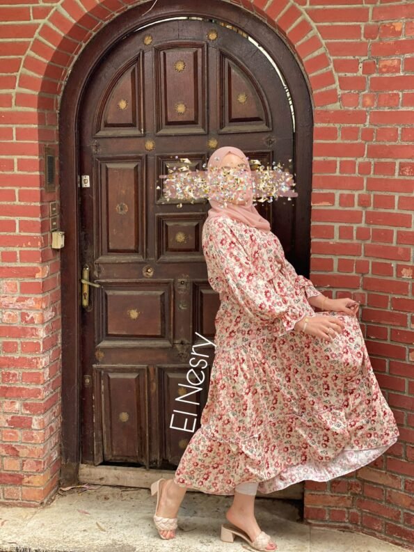 Flowers Dress-Pink-