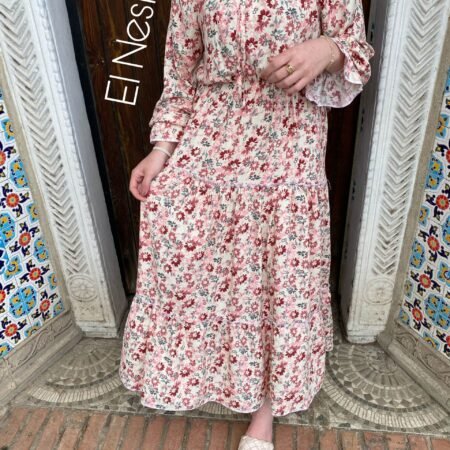 Flowers Dress-Pink-