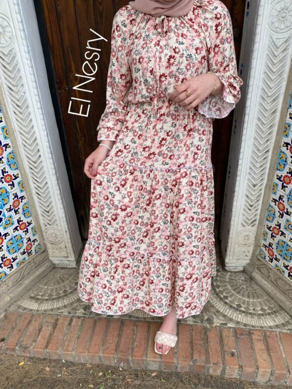 Flowers Dress-Pink-