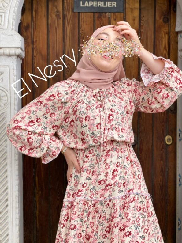 Flowers Dress-Pink-