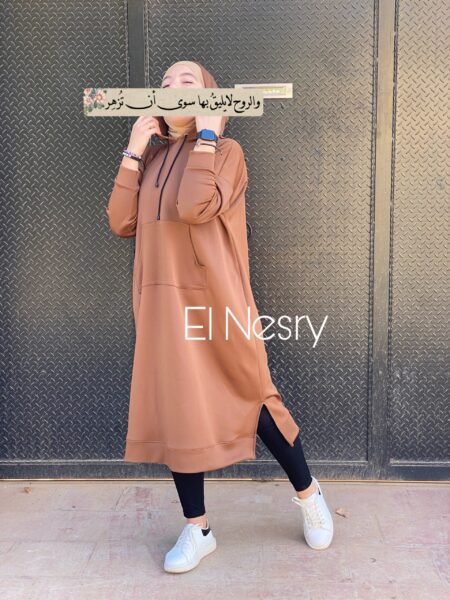 long sweatshirt-Brown-