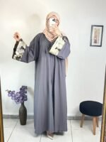 Abaya brocard -grey-