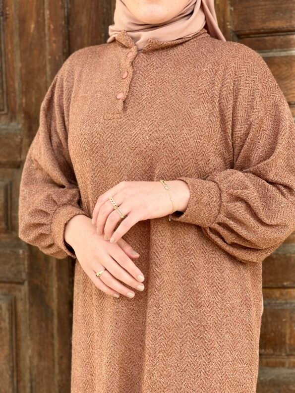 Robe Vintage En Laine -Camel-