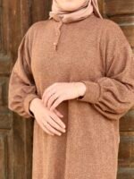 Robe Vintage En Laine -Camel-