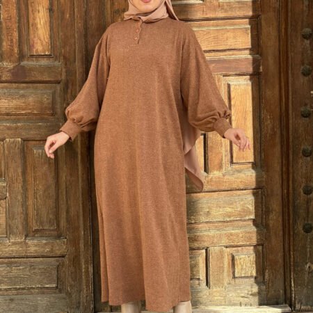 Robe Vintage En Laine -Camel-