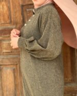 Robe Vintage En Laine -Vert Olive-