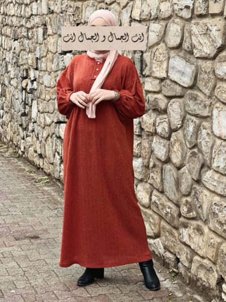 Robe Vintage En Laine -Brique-