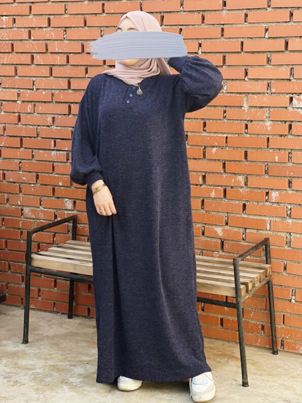 Robe Vintage En Laine -Bleu Pétrole-