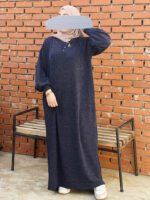 Robe Vintage En Laine -Bleu Pétrole-