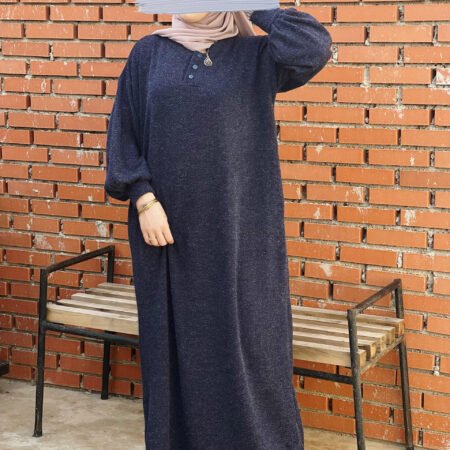 Robe Vintage En Laine -Bleu Pétrole-
