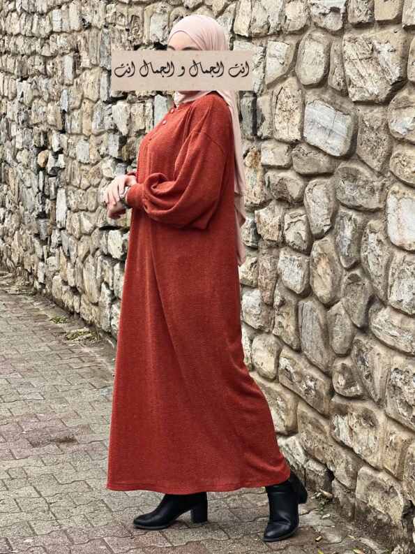 Robe Vintage En Laine -Brique-