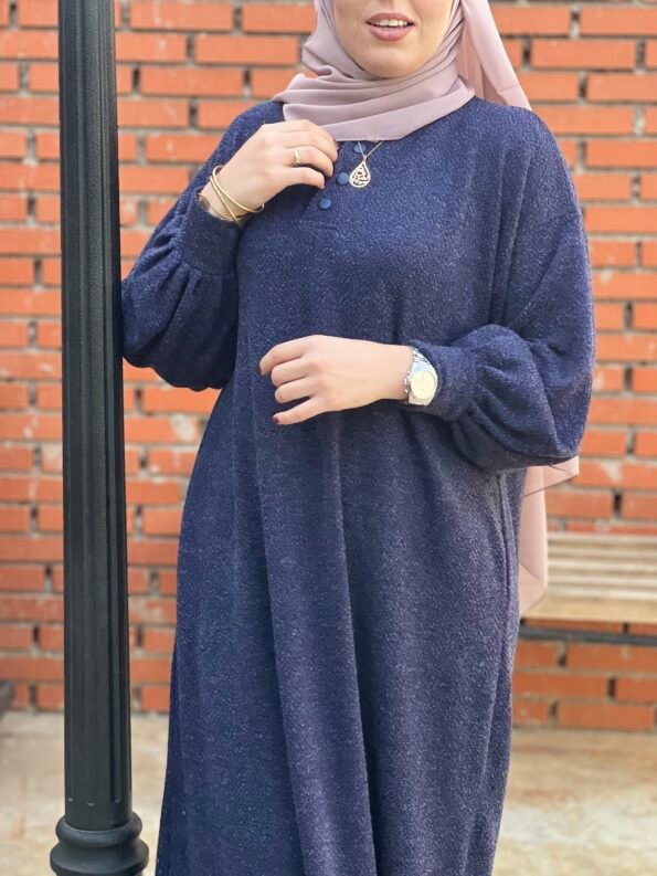 Robe Vintage En Laine -Bleu Pétrole-