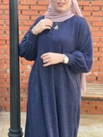 Robe Vintage En Laine -Bleu Pétrole-