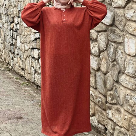 Robe Vintage En Laine -Brique-
