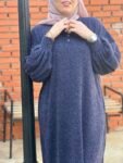 Robe Vintage En Laine -Bleu Pétrole-