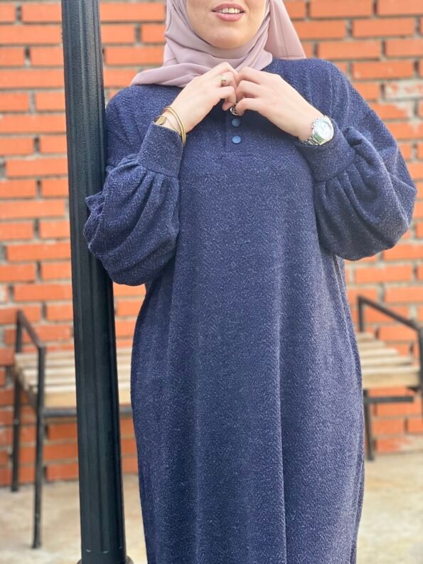 Robe Vintage En Laine -Bleu Pétrole-