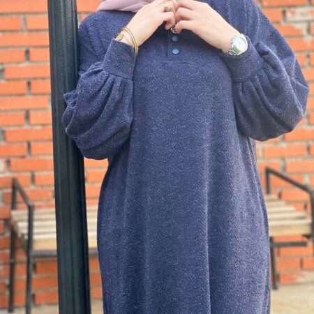 Robe Vintage En Laine -Bleu Pétrole-