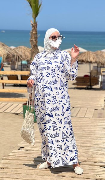 El Nesry online store Robe Chemise Maxi -Bleu-
