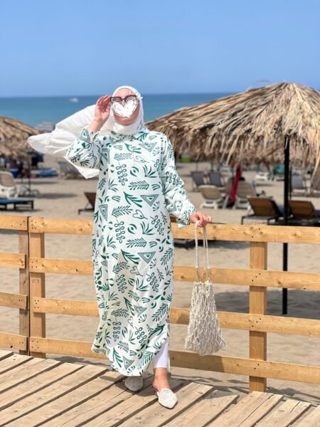 Robe Chemise Maxi -Vert-