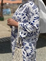 Robe Chemise Maxi -Bleu-