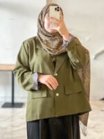 Oversized blazer -Green-