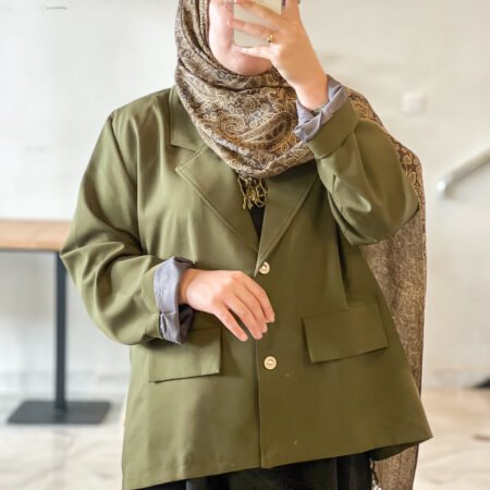 Oversized blazer -Green-